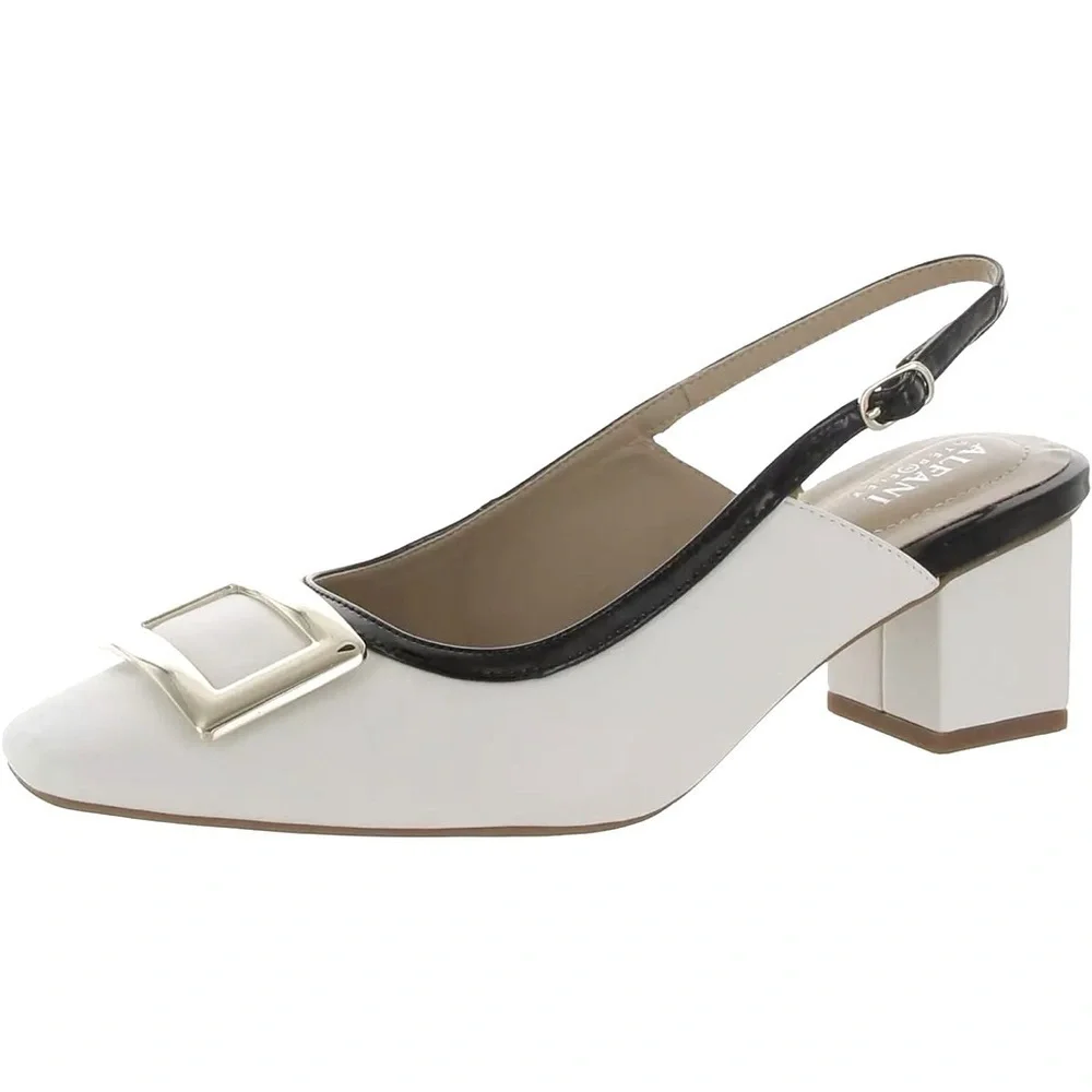 Alfani Women's Cienna Slingback Pumps, White Smooth - Picture 6 of 8